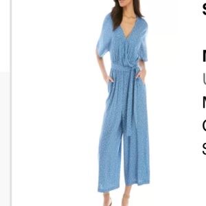 Belk Madison Scatter Dot Polka Dot Side-Tie Jumpsuit Blue Medium